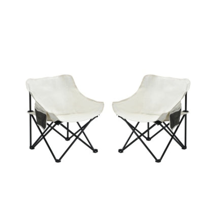 2 PCS Outdoor Camping Chairs Folding Portable, Carry Bag ,Beige