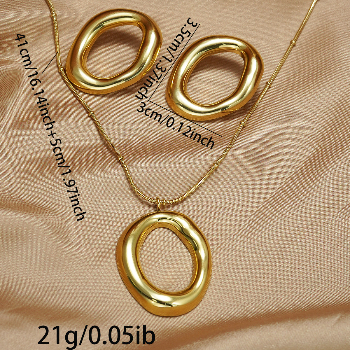 18K Gold Organic Round Jewelry Set | Evening Luxury Gift