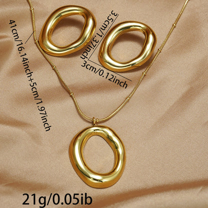 18K Gold Organic Round Jewelry Set | Evening Luxury Gift