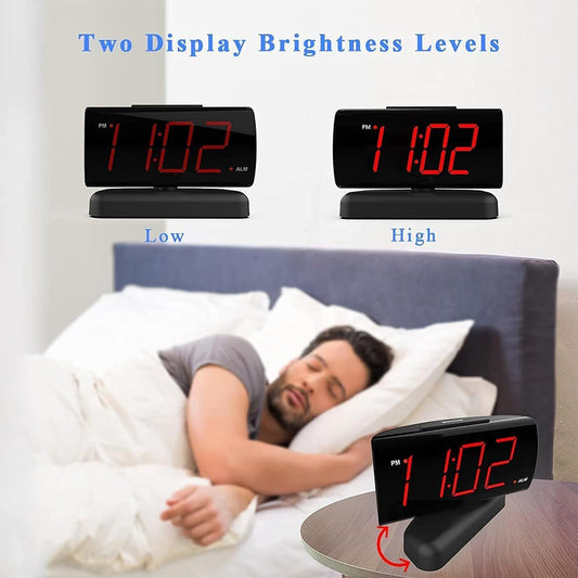 Rotating Digital Alarm Clock LED Display 2 Brightness Levels