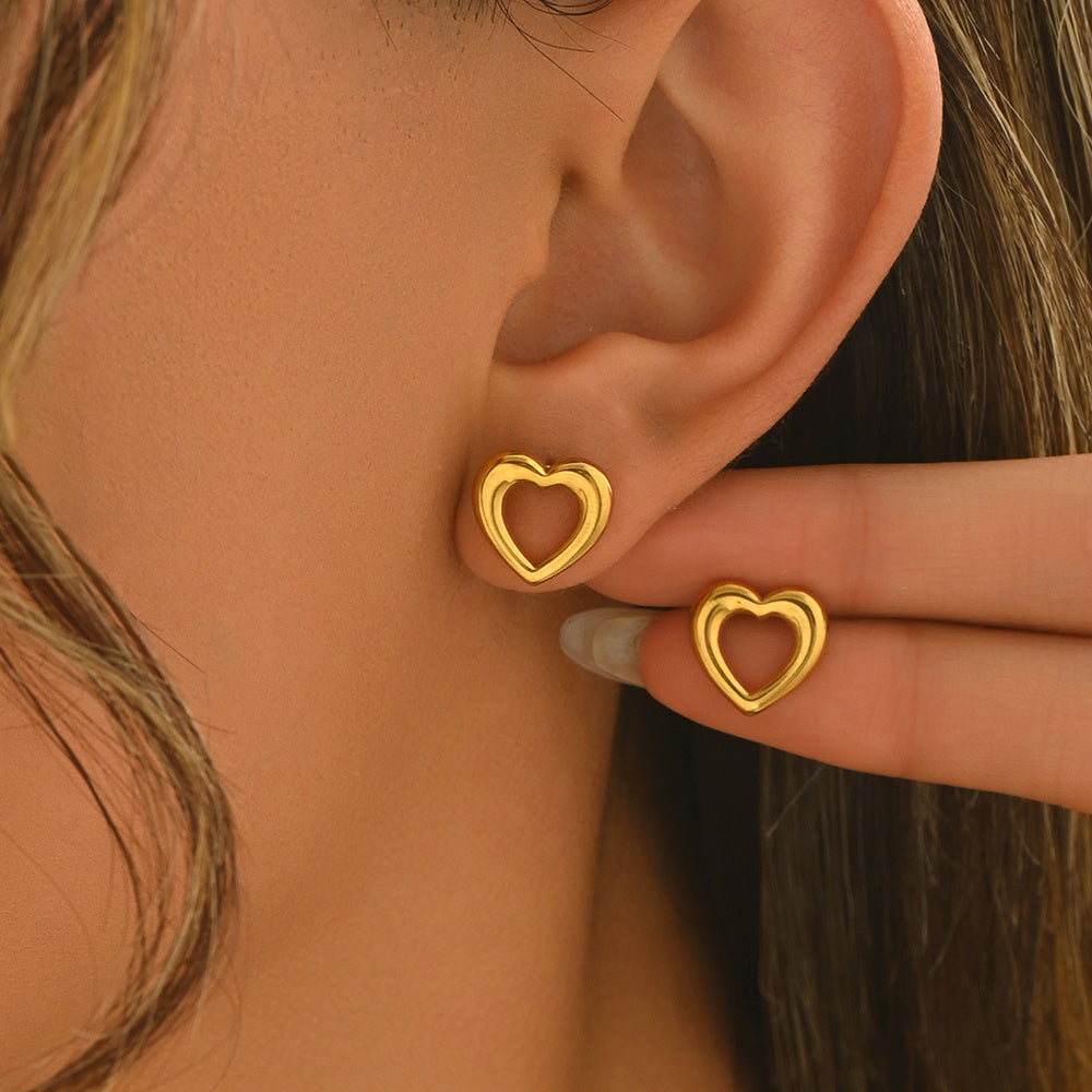18K Gold Heart Earrings | Hypoallergenic Gift for Women