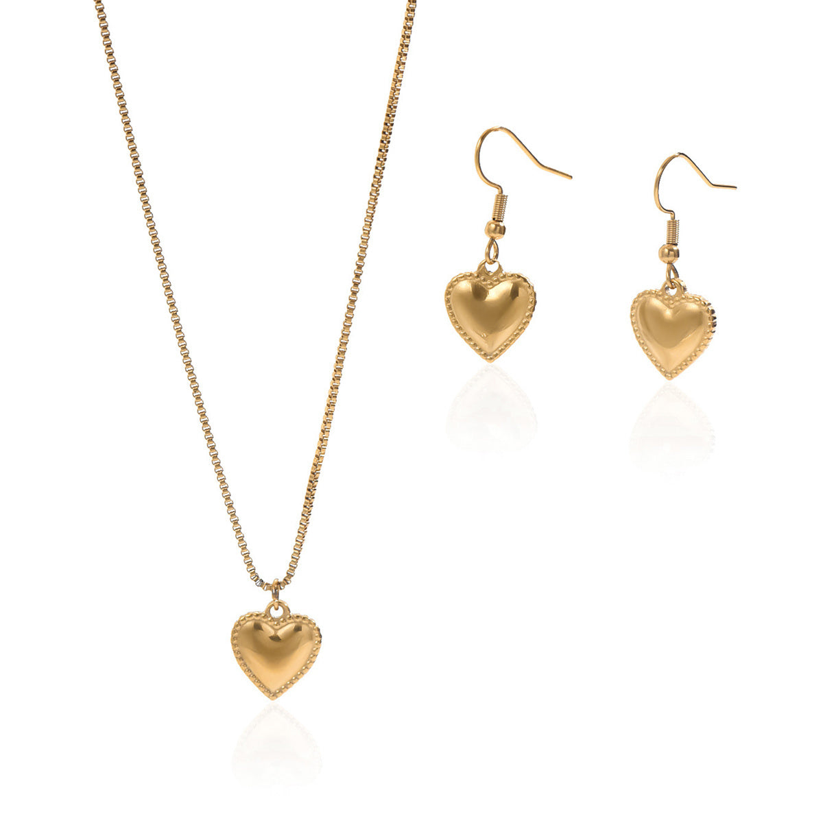 18K Gold Symmetrical Heart Jewelry | Luxury Gift Set