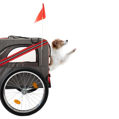 Outdoor Heavy Duty Foldable Pet Stroller Dog Carriers Bicycle | Grey+Red