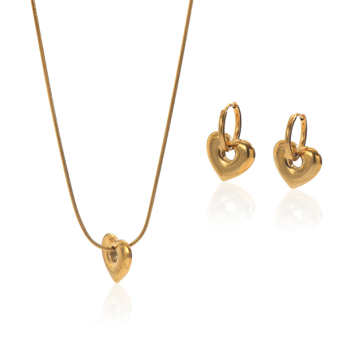 18K Hollow Heart Jewelry Set | Handmade Gift Women