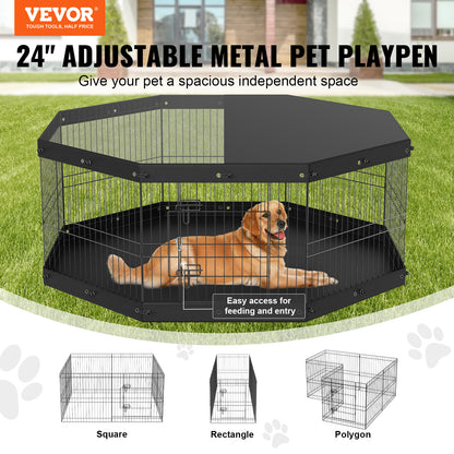 Foldable 8-Panel Dog Playpen with Top Cover