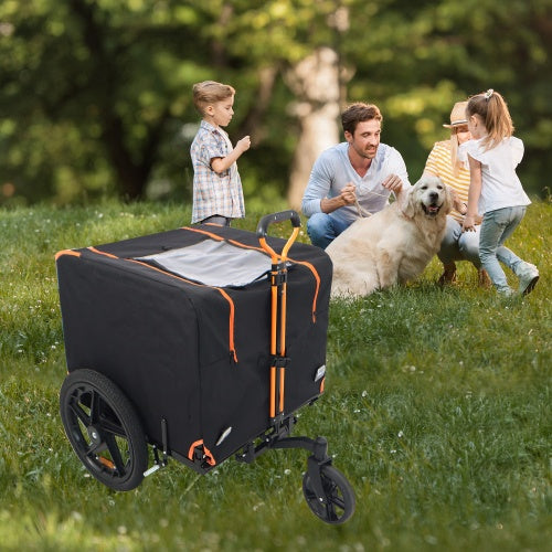 Foldable Pet Stroller & Bike Trailer | Small Dogs/Cats, Orange & Black