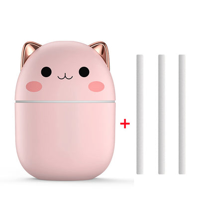 Cute Cat USB Air Humidifier & Aroma Diffuser | Silent Cool Mist with LED